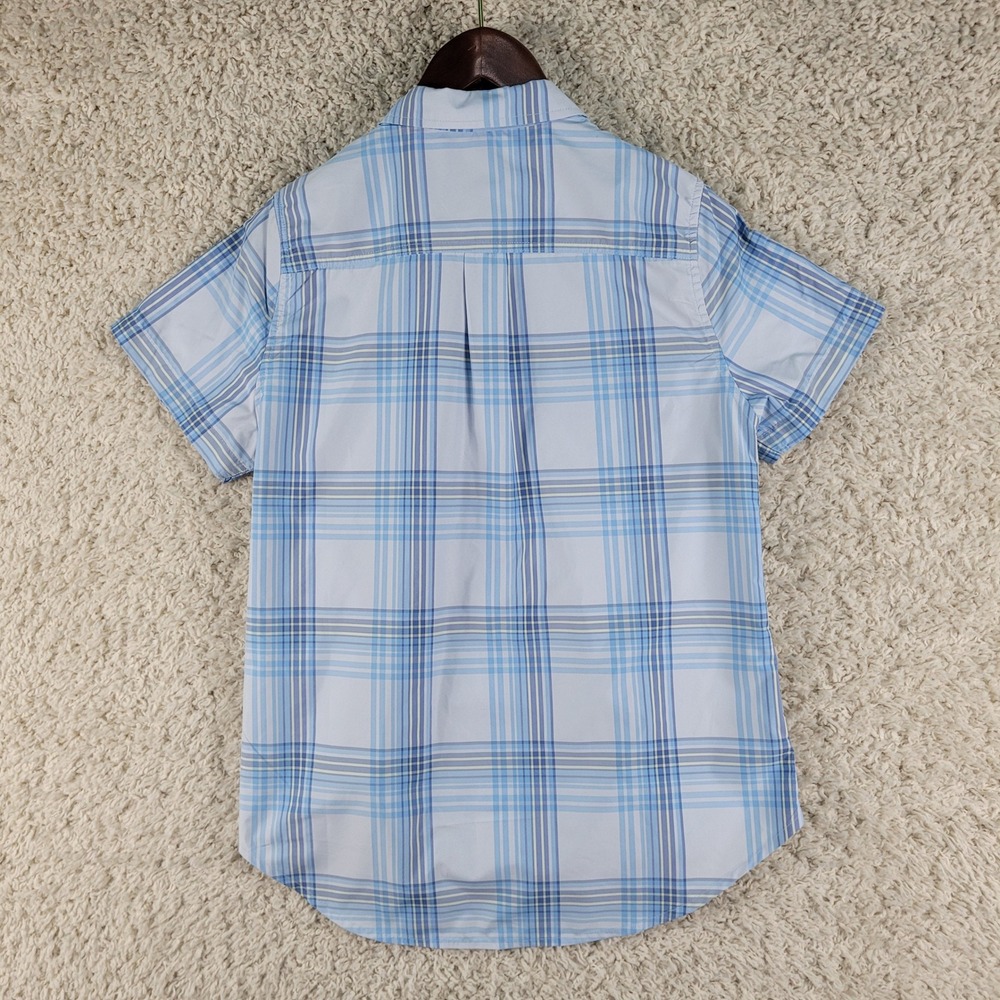 Eddie Bauer Fishing Hiking Shirt Womens Medium Blue Plaid Excellent Short Sleeve - Picture 10 of 11